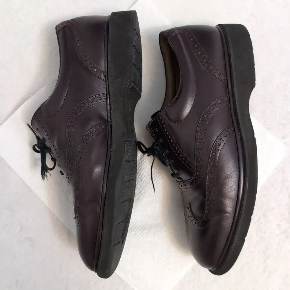 Rockport‎ Men's Wingtip Brown/Purple Leather Shoes 10 Vibram Tread